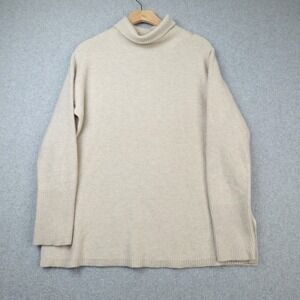 The Cashmere Project Sweater Women's Medium Beige Turtleneck Relaxed Fit Casual